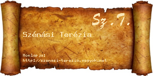 Szénási Terézia névjegykártya
